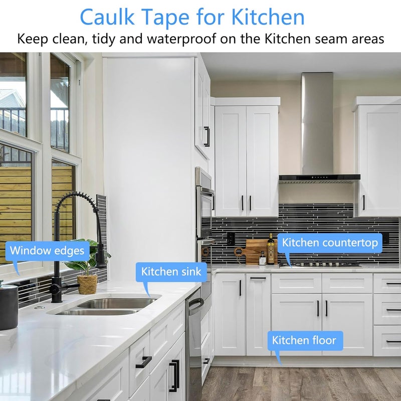 GHAMYEE Black Caulk Tape Bath & Kitchen Caulking Tape Self Adhesive Waterproof, Toilet Sealant Tape, Bathtub Sealing Strip Tape for Bathroom Caulking Tape Shower Caulk Strip (1.5" x10.5Ft) - Image 5
